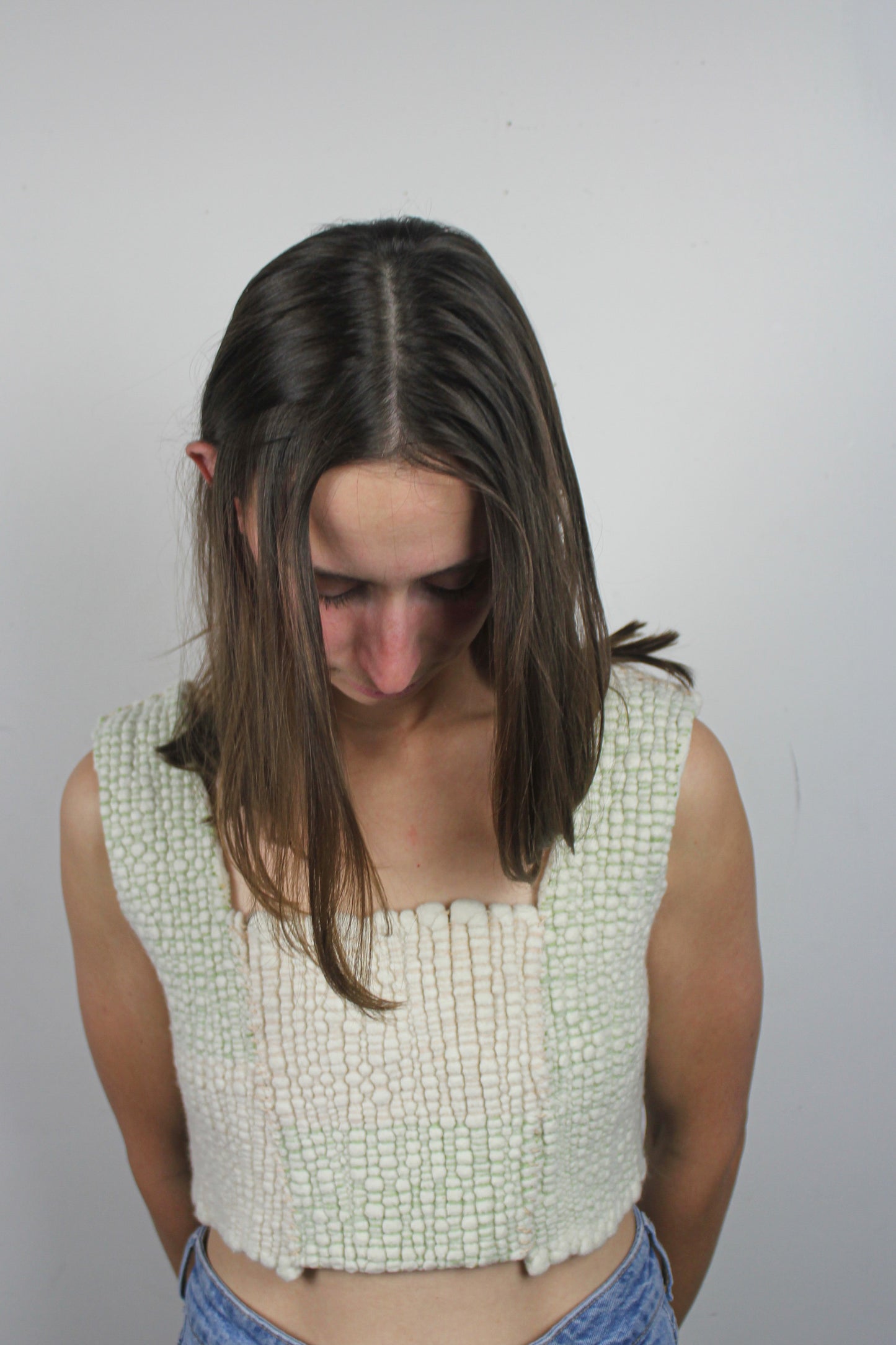 Ready Made Crop Top Lichen and Beige (S)