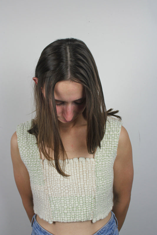 Ready Made Crop Top Lichen and Beige (S)
