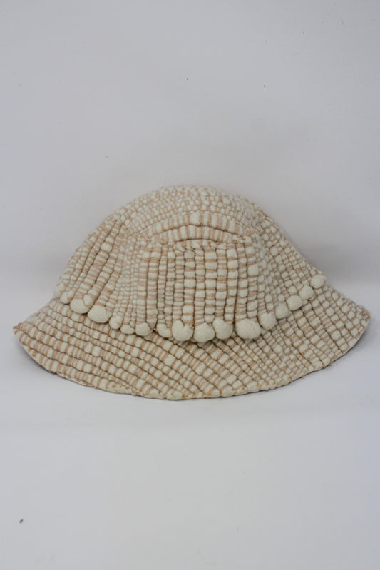 Made to Order White and Beige Bucket Hat